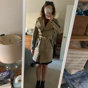 Mackage Trench Coat with Leather Details SM